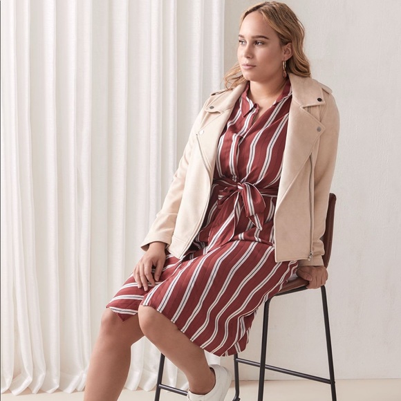 Addition Elle Striped Long Sleeve Dress - Red and White - Picture 2 of 5